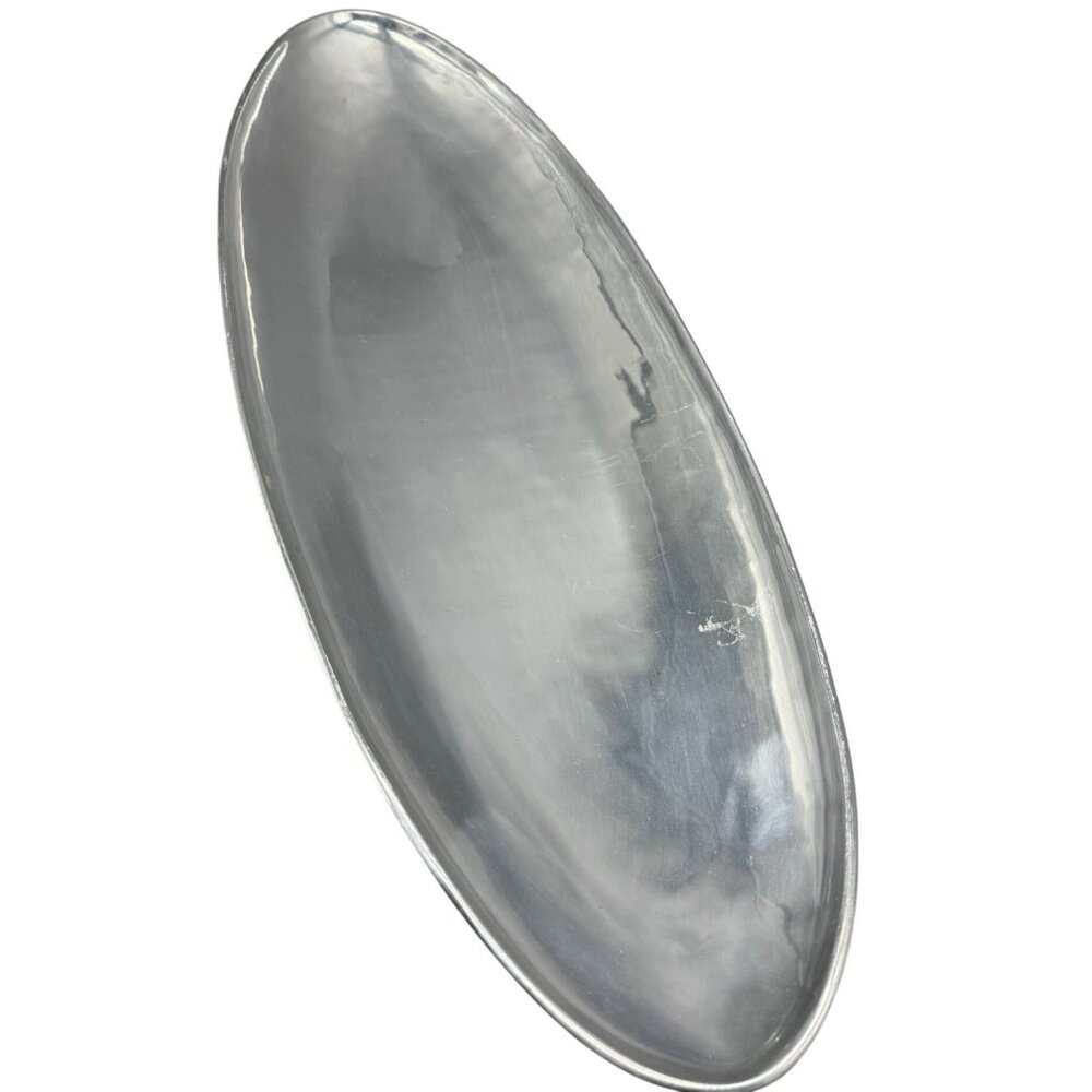 pewter oval tray bowl old town imports centerpiece Mexico signed #392401 READ